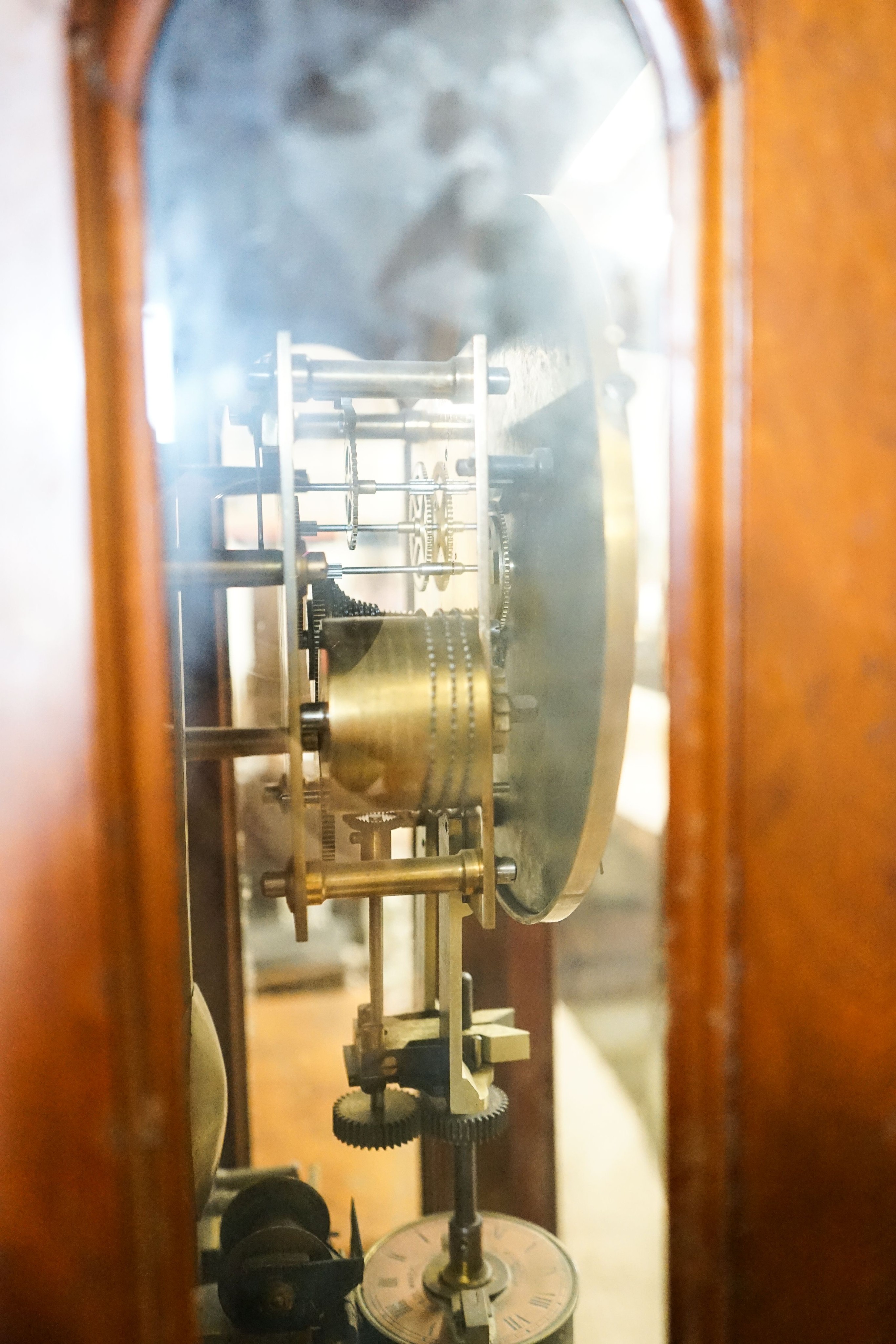 A Gent & Co. Ltd. Patent electric watchman's or 'telltale' clock, single cylinder mahogany cased, height 101cm